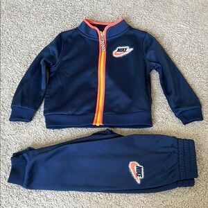 Nike Blue and Orange Sweatpants with Elastic Cuffs